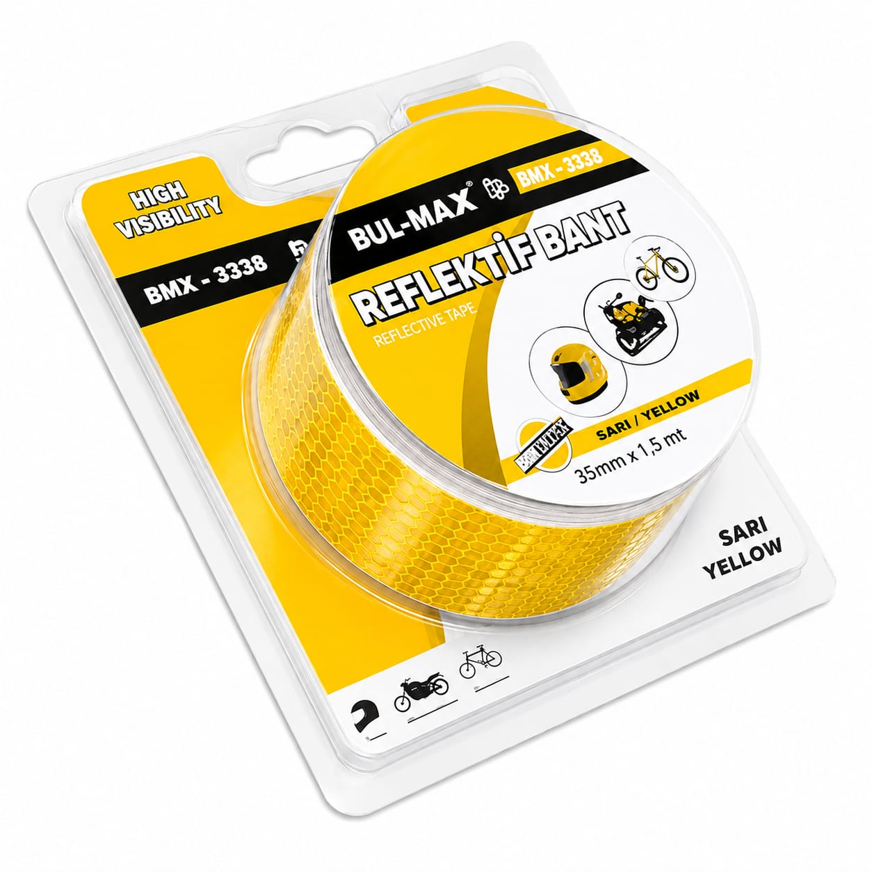 BULMAX REFLEKTİF BANDI 35 mm 1.5 mt SARI